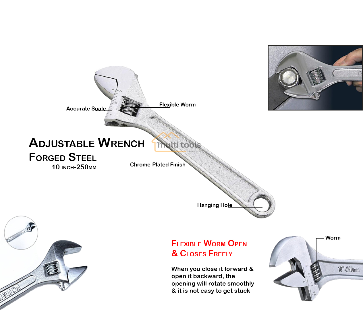Adjustable Wrench 10"-250Mm Forged Steel